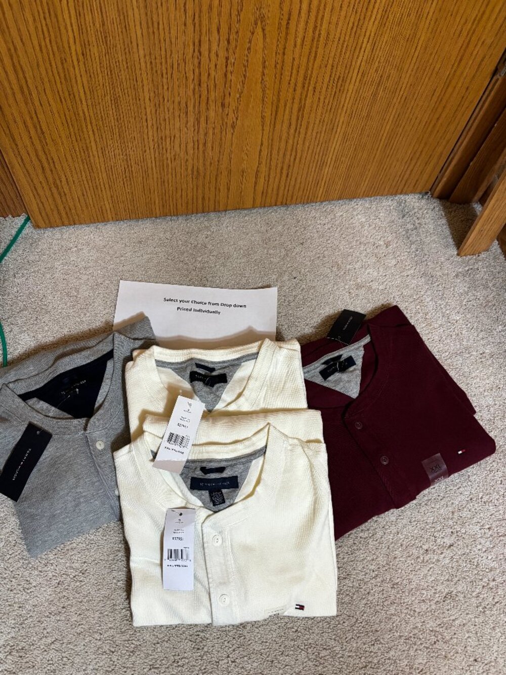 Tommy Hilfiger NWT Men's XXL Henley Pullovers 3-colors Available were 84.50 ea.